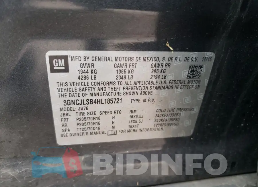 3GNCJLSB4HL185721 Photo# 12