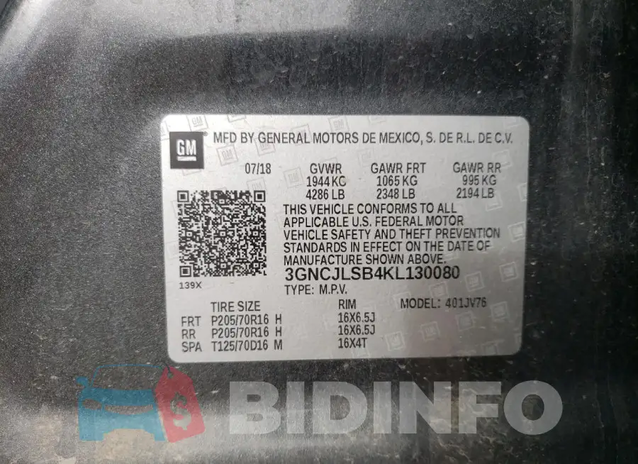 3GNCJLSB4KL130080 Photo# 13