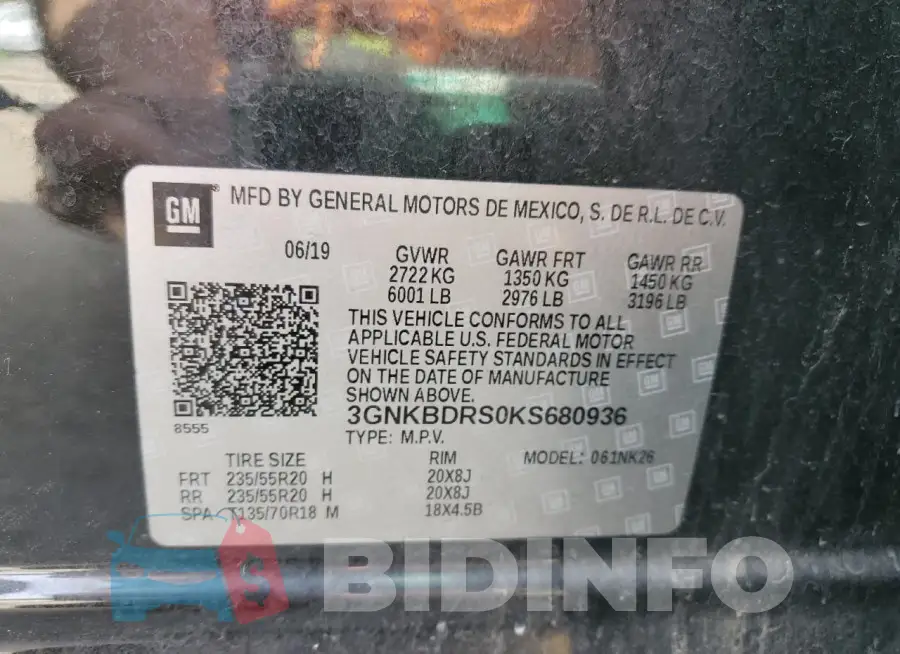 3GNKBDRS0KS680936 Photo# 14