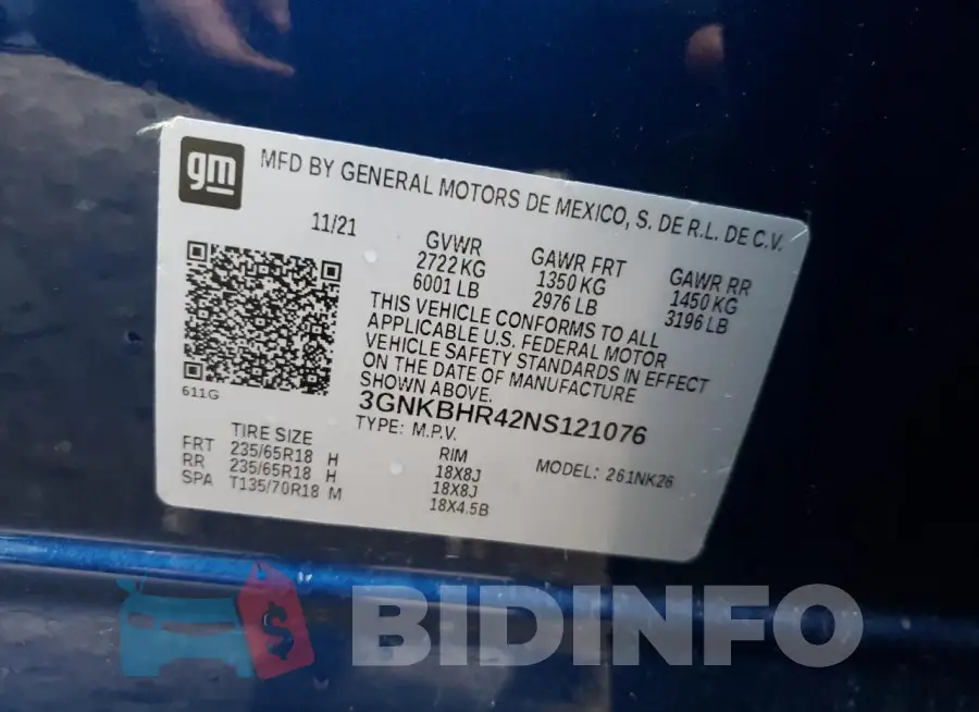 3GNKBHR42NS121076 Photo# 12