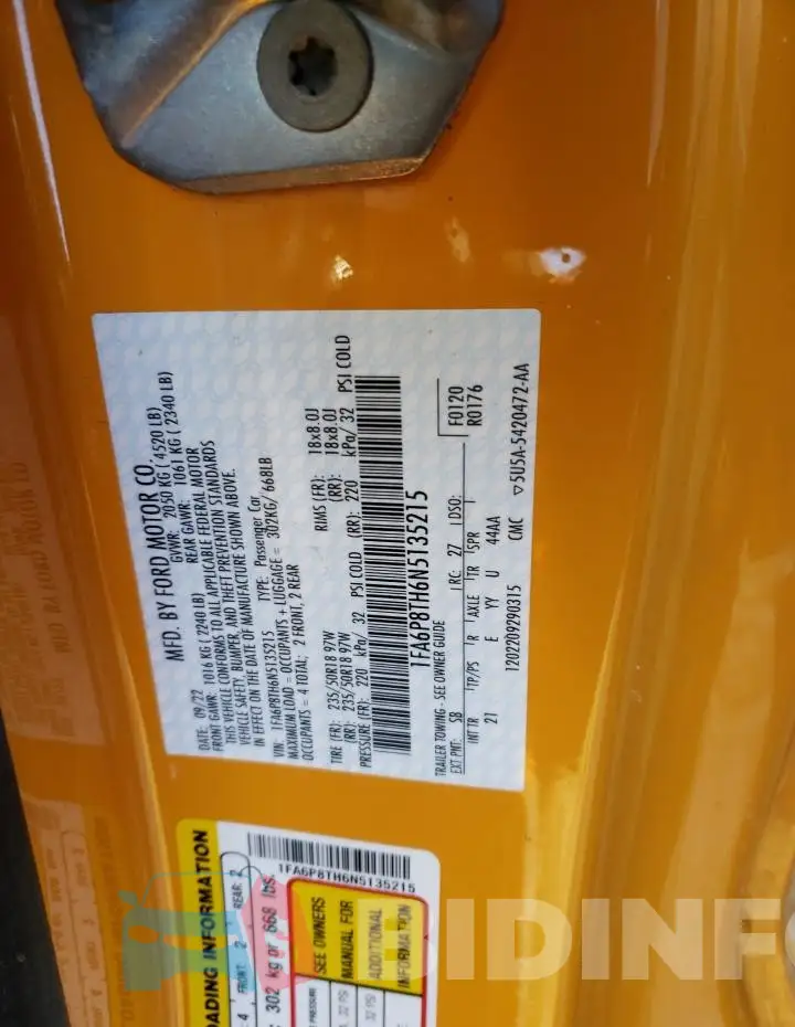 1FA6P8TH6N5135215 Photo# 12