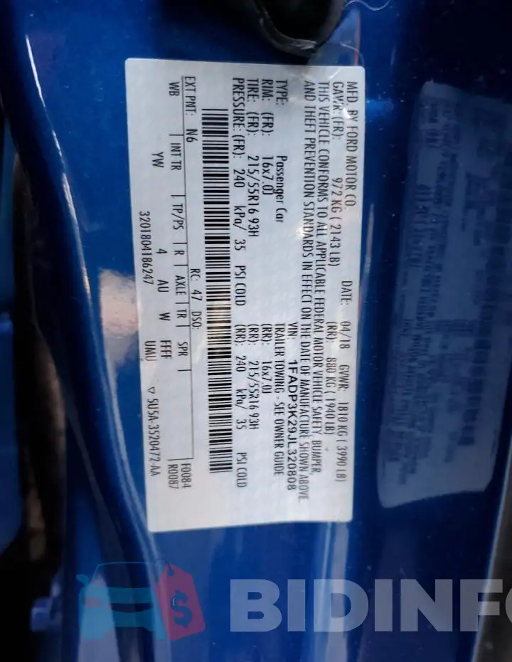1FADP3K29JL320808 Photo# 12