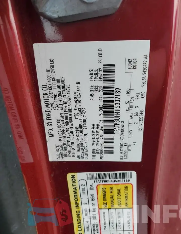 1FATP8UH4H5302189 Photo# 12