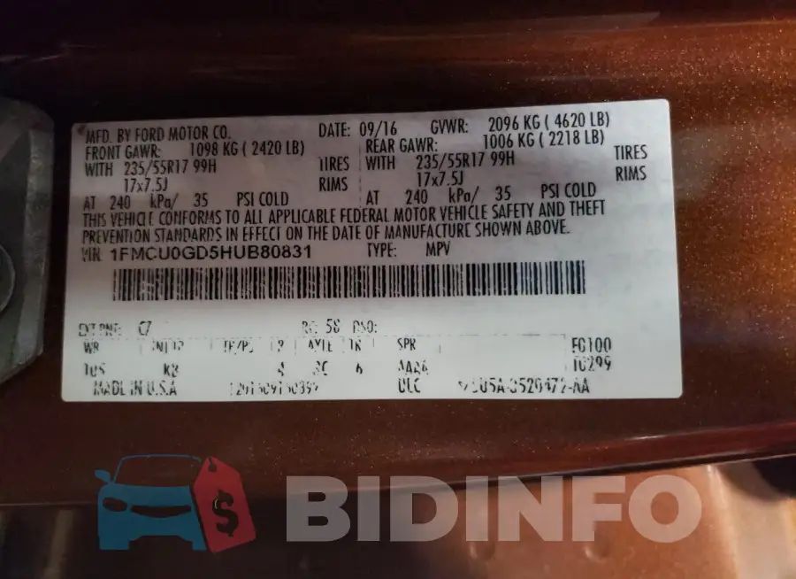 1FMCU0GD5HUB80831 Photo# 12