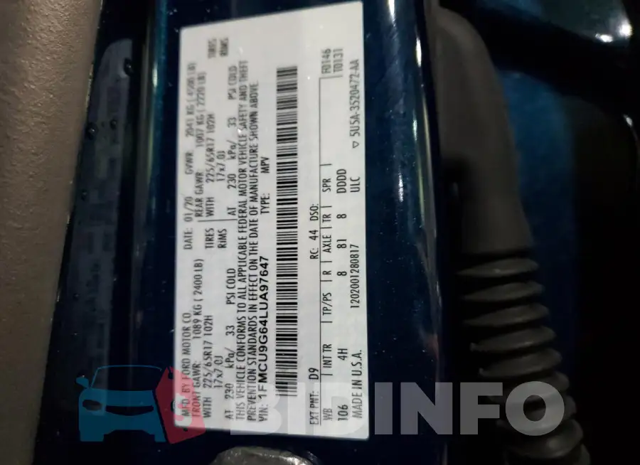 1FMCU9G64LUA97647 Photo# 14