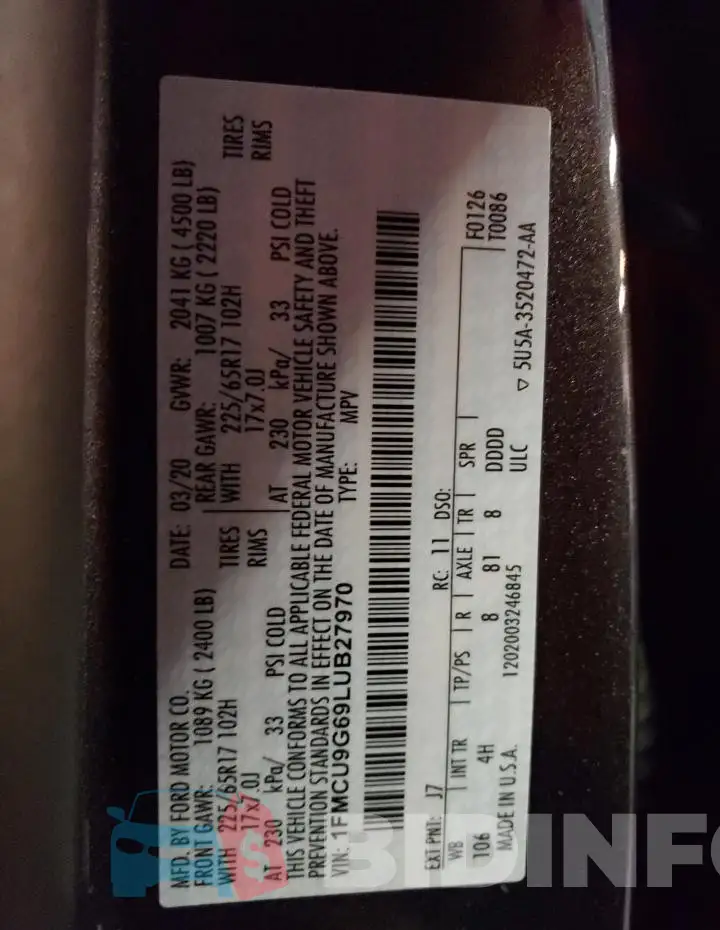 1FMCU9G69LUB27970 Photo# 12