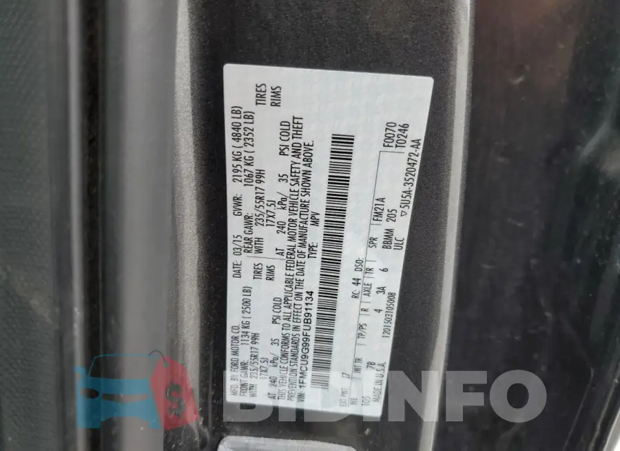 1FMCU9G99FUB91134 Photo# 13