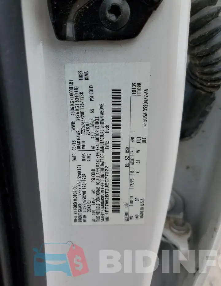 1FT7W2BT2JEC77222 Photo# 13