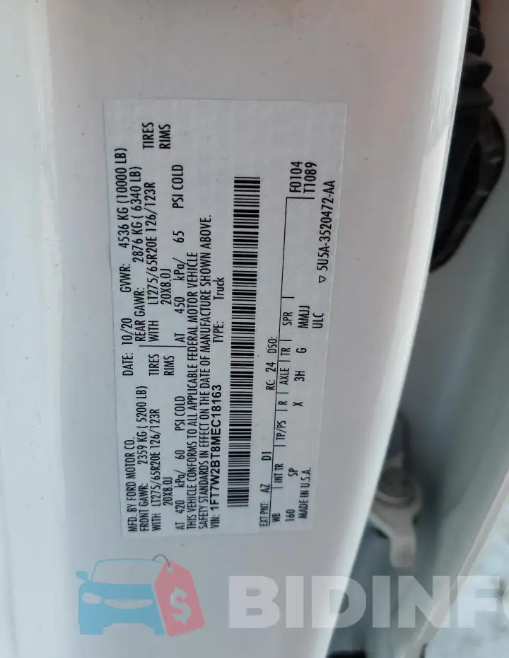 1FT7W2BT8MEC18163 Photo# 12