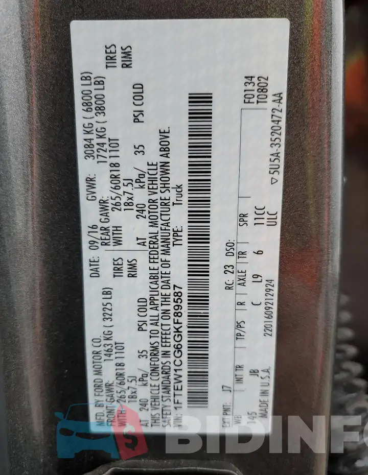 1FTEW1CG6GKF89587 Photo# 13