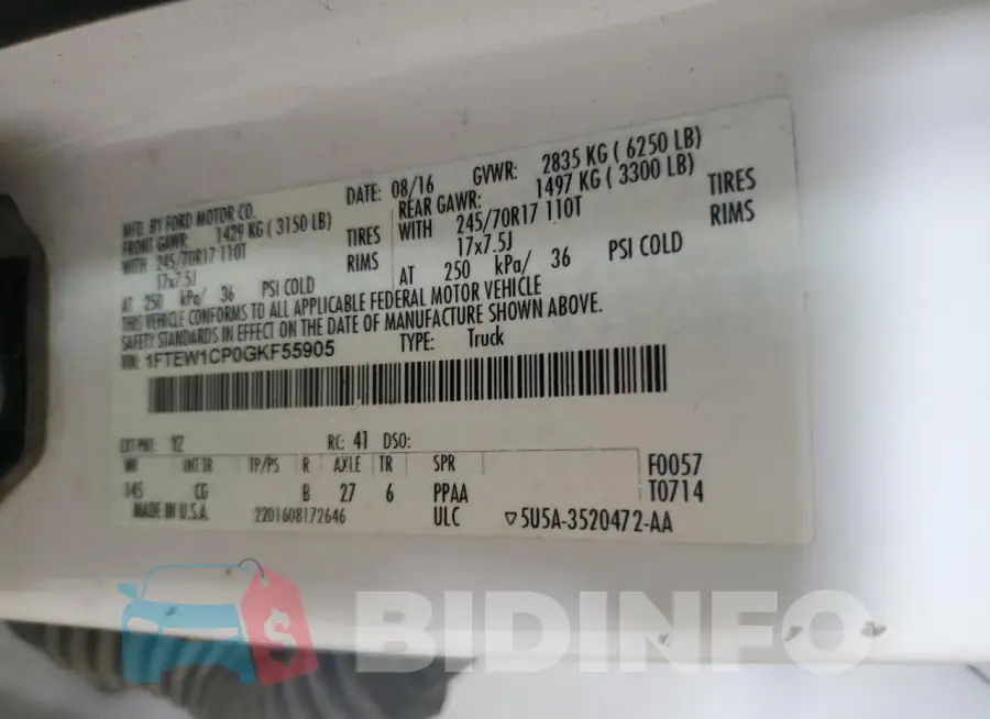 1FTEW1CP0GKF55905 Photo# 12
