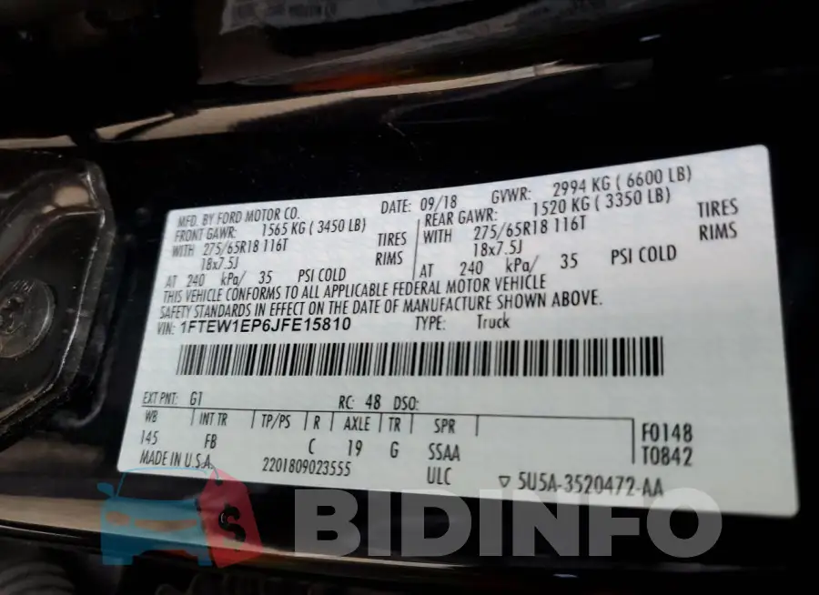 1FTEW1EP6JFE15810 Photo# 13