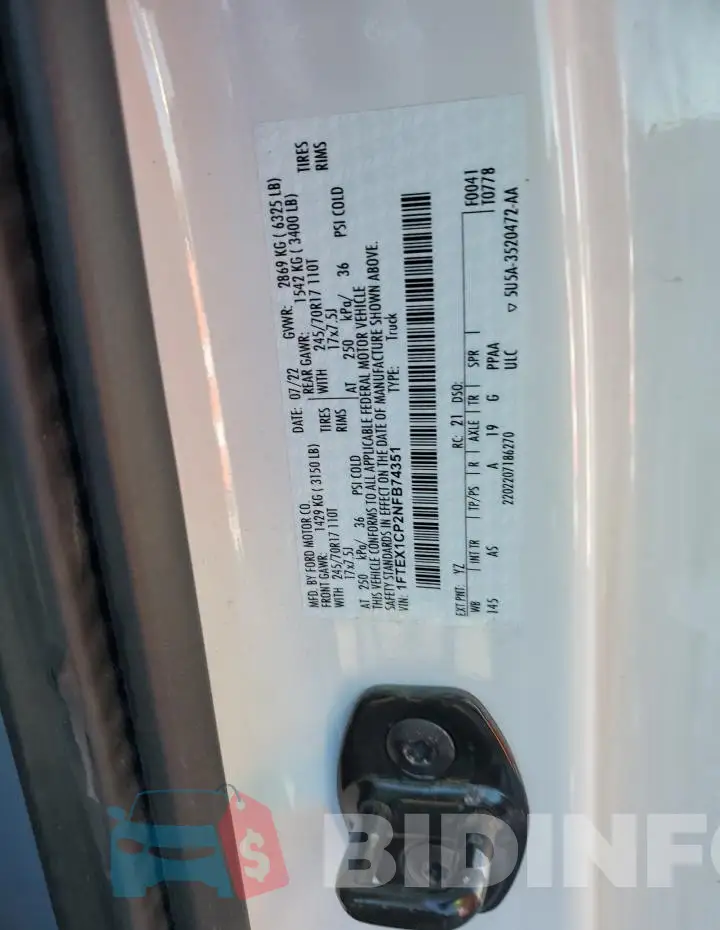 1FTEX1CP2NFB74351 Photo# 12