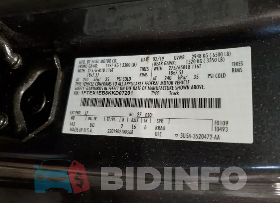 1FTEX1EB8KKD07201 Photo# 12