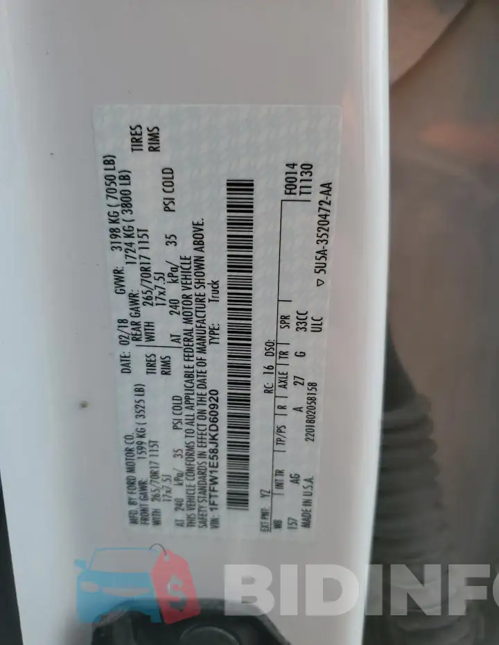 1FTFW1E58JKD60920 Photo# 12