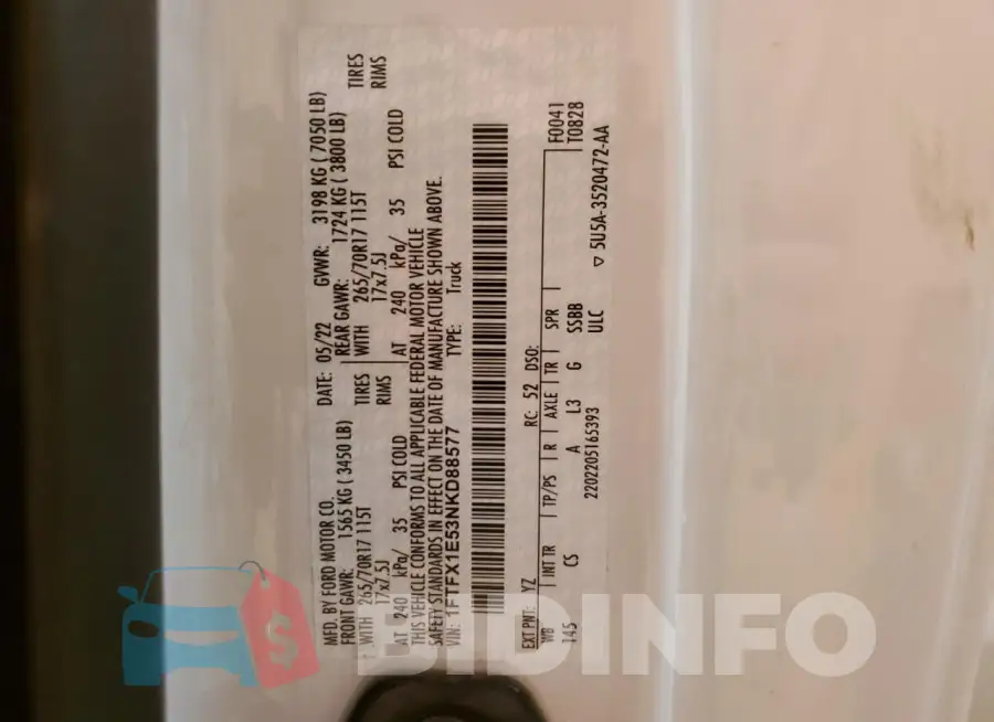 1FTFX1E53NKD88577 Photo# 12