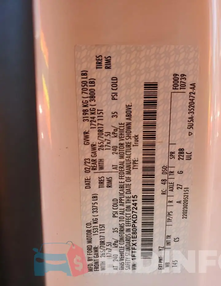 1FTFX1E80PKD72415 Photo# 12