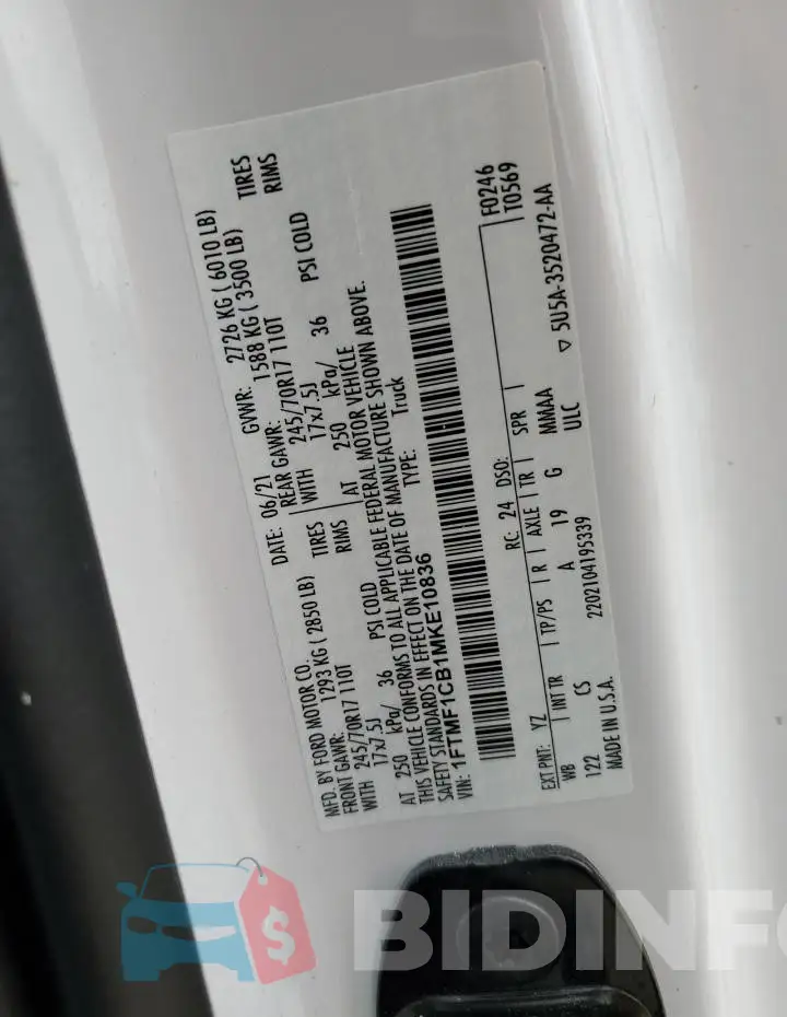 1FTMF1CB1MKE10836 Photo# 12