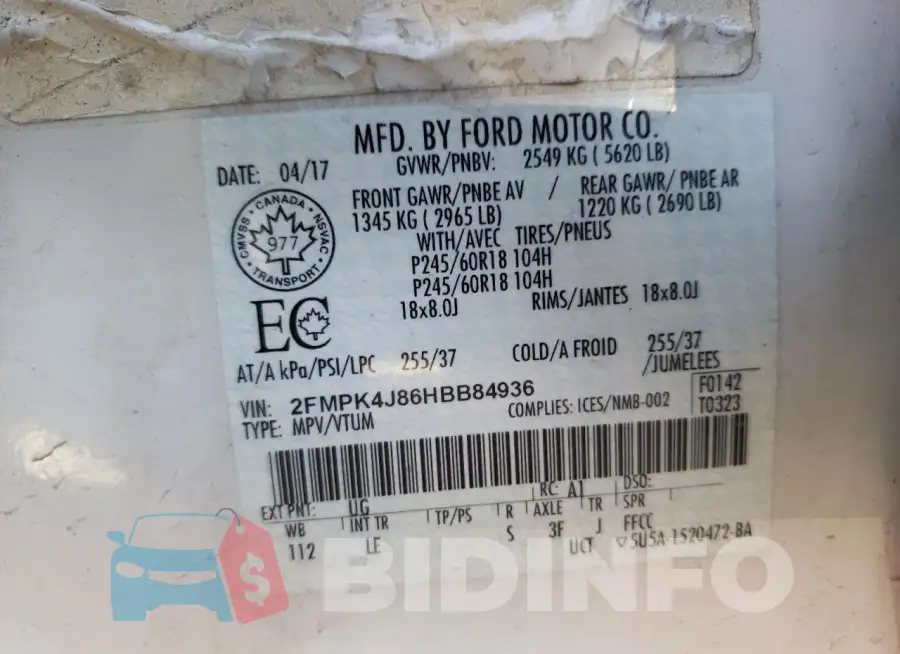 2FMPK4J86HBB84936 Photo# 13