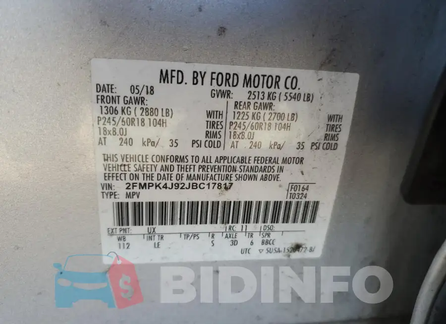 2FMPK4J92JBC17817 Photo# 13