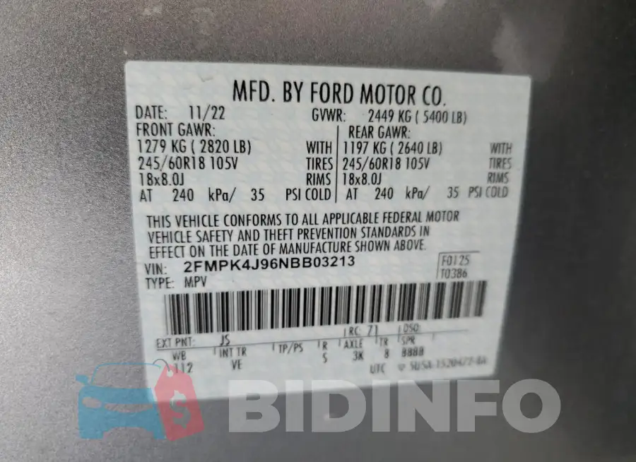 2FMPK4J96NBB03213 Photo# 14