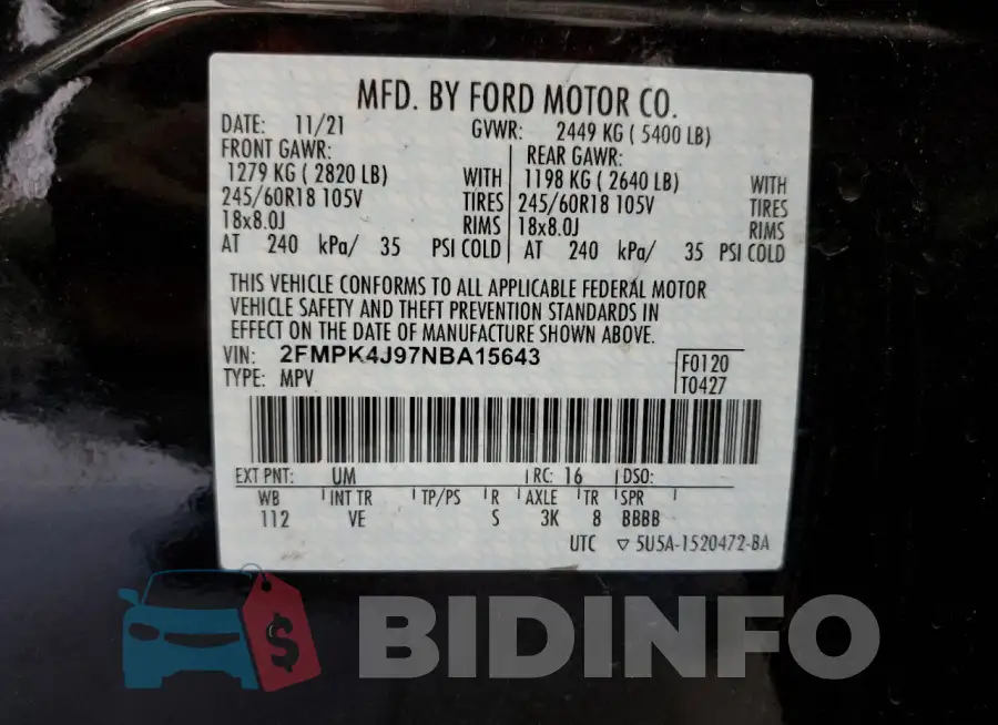 2FMPK4J97NBA15643 Photo# 13
