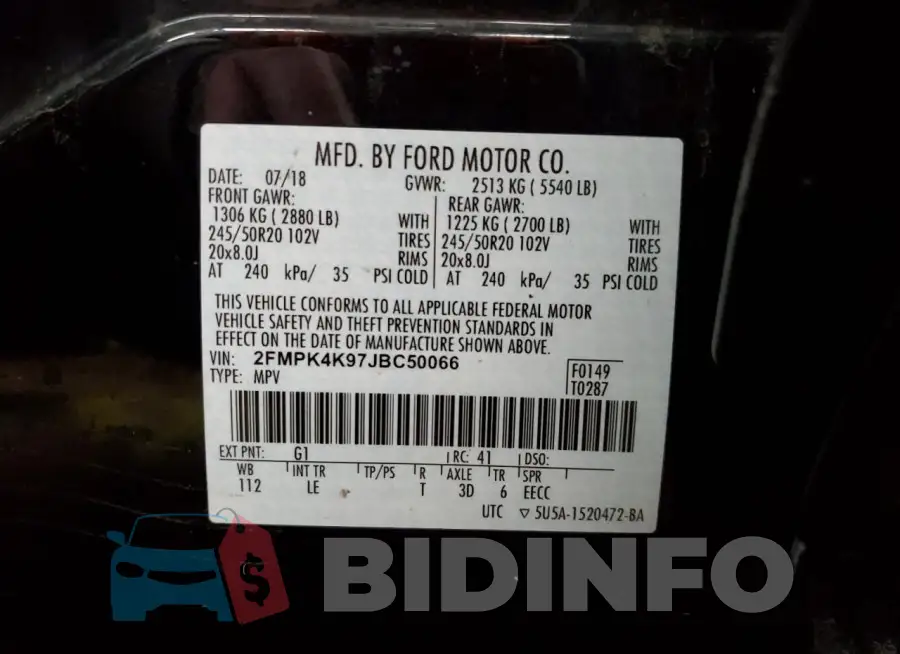 2FMPK4K97JBC50066 Photo# 12