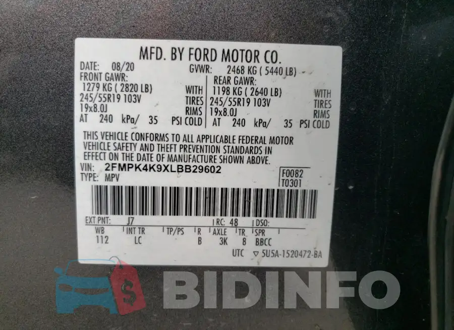 2FMPK4K9XLBB29602 Photo# 14