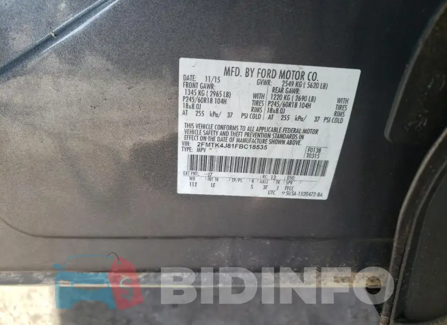 2FMTK4J81FBC18535 Photo# 13
