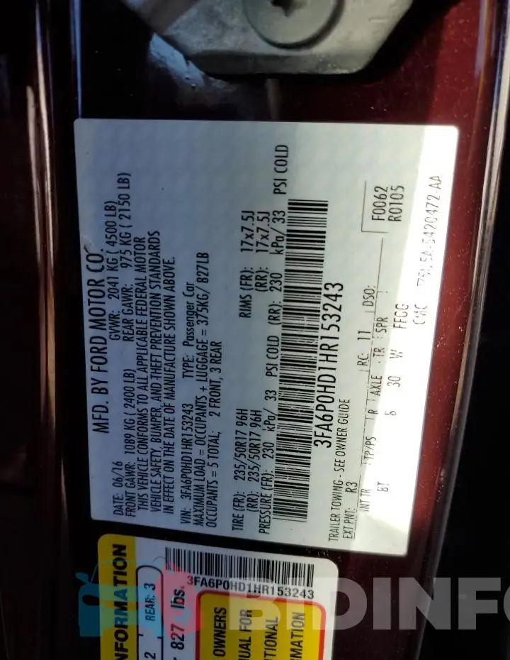 3FA6P0HD1HR153243 Photo# 12