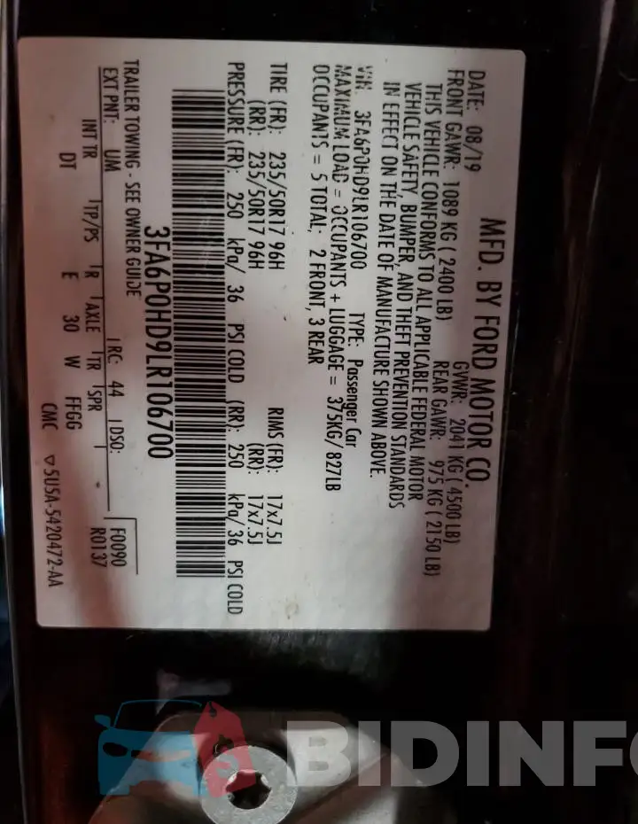 3FA6P0HD9LR106700 Photo# 13