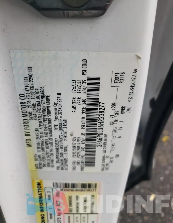 3FA6P0LU6HR238277 Photo# 13