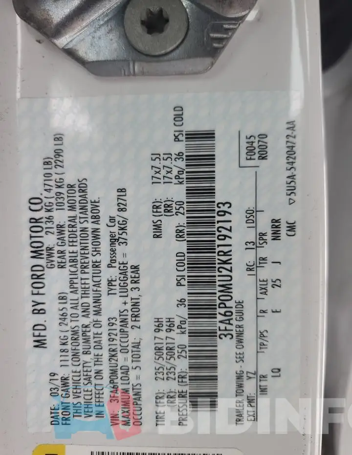 3FA6P0MU2KR192193 Photo# 12