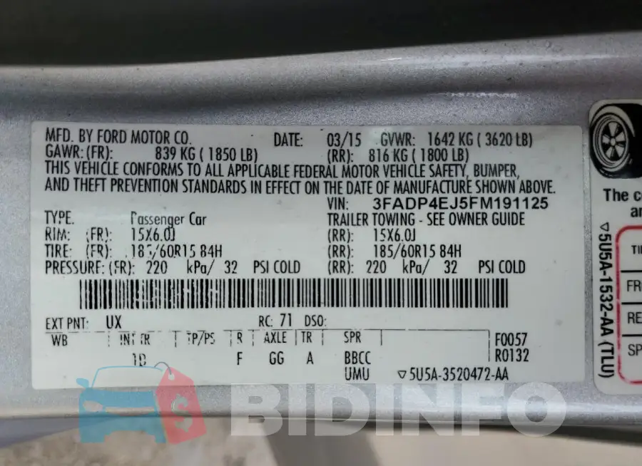 3FADP4EJ5FM191125 Photo# 14