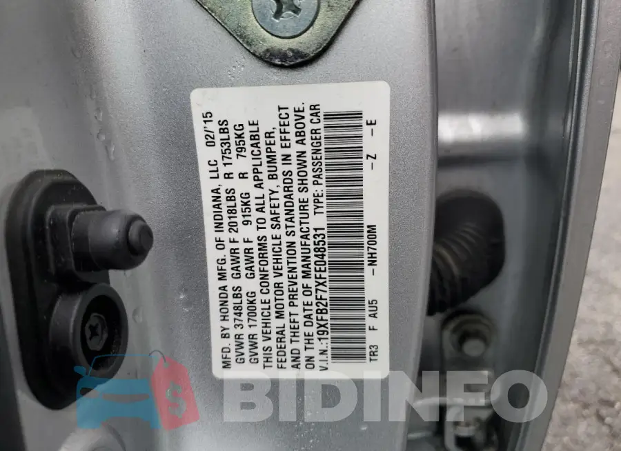 19XFB2F7XFE048531 Photo# 13