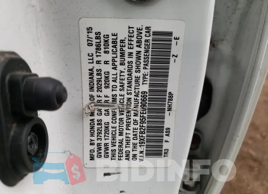 19XFB2F95FE090669 Photo# 13