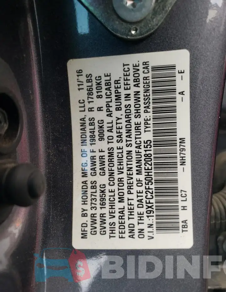 19XFC2F50HE208155 Photo# 12