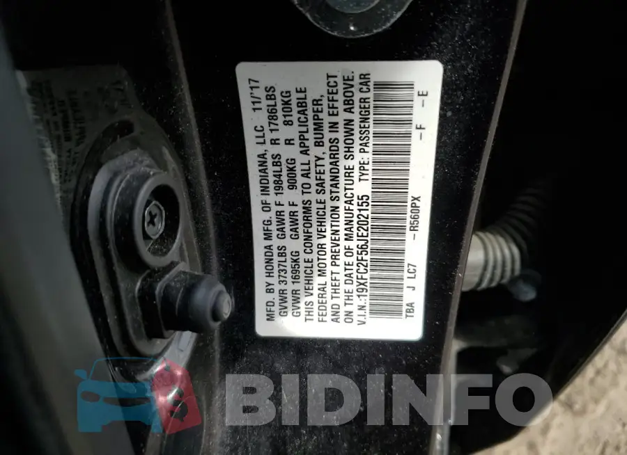 19XFC2F56JE202155 Photo# 12