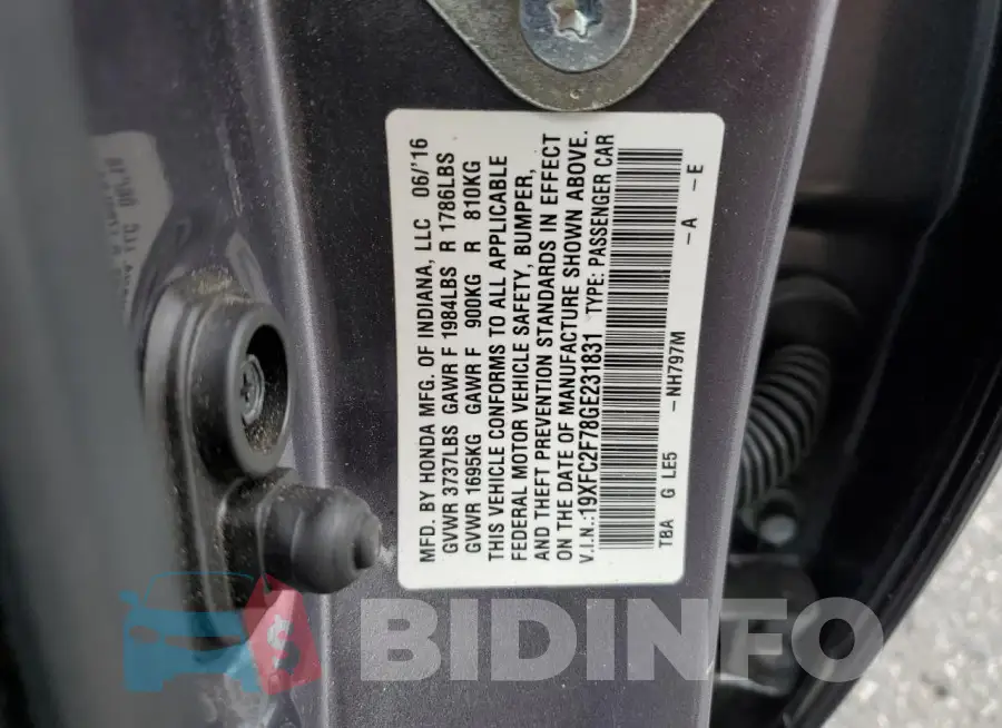 19XFC2F78GE231831 Photo# 12