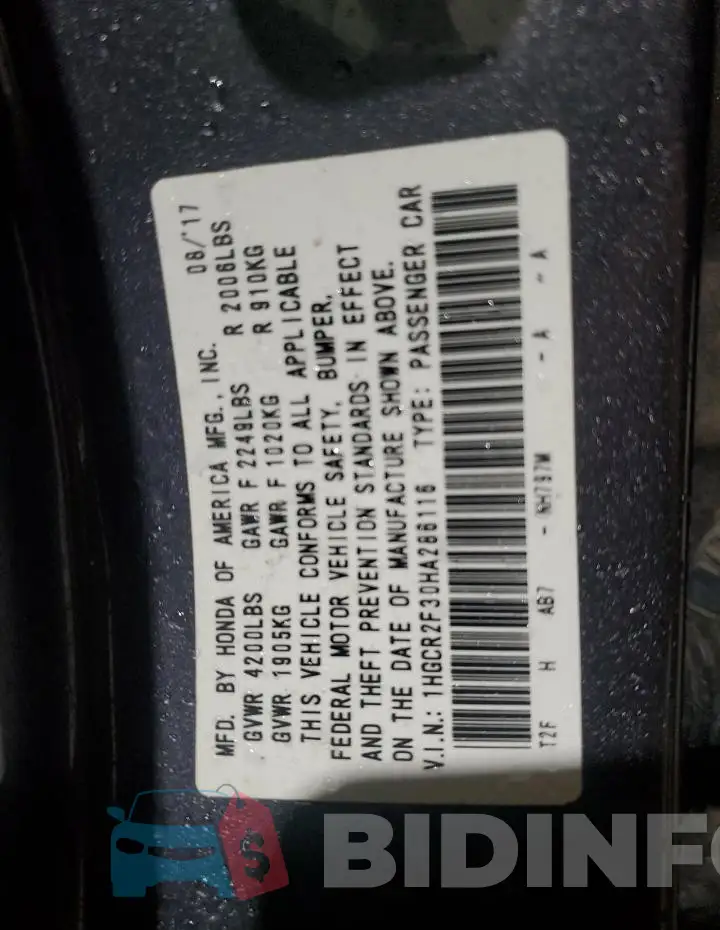 1HGCR2F30HA286116 Photo# 12