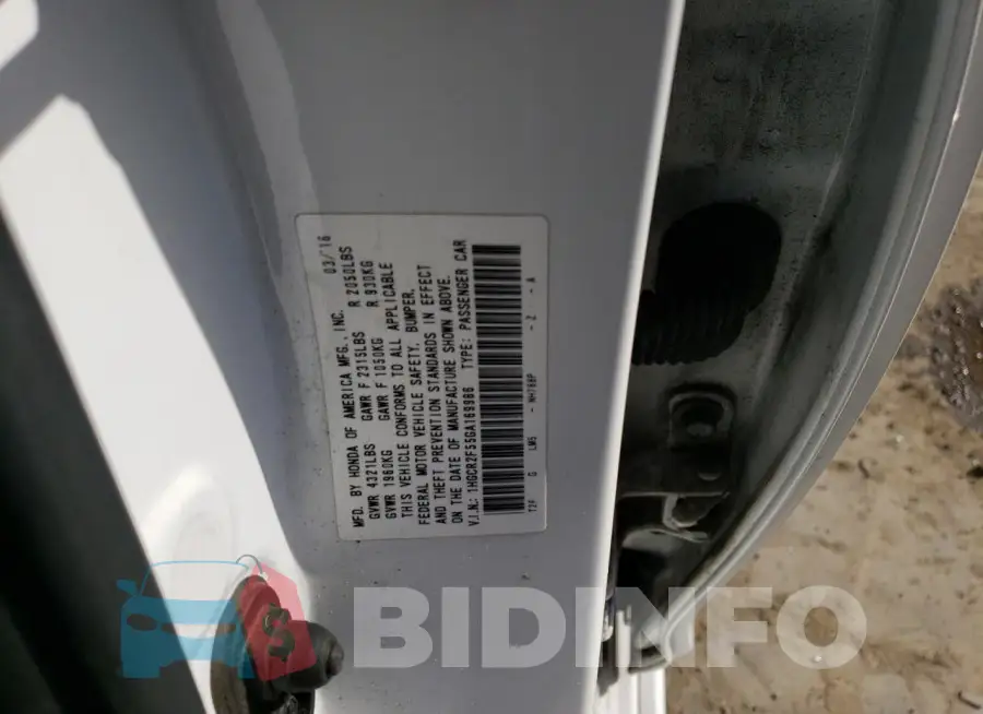 1HGCR2F55GA169986 Photo# 12
