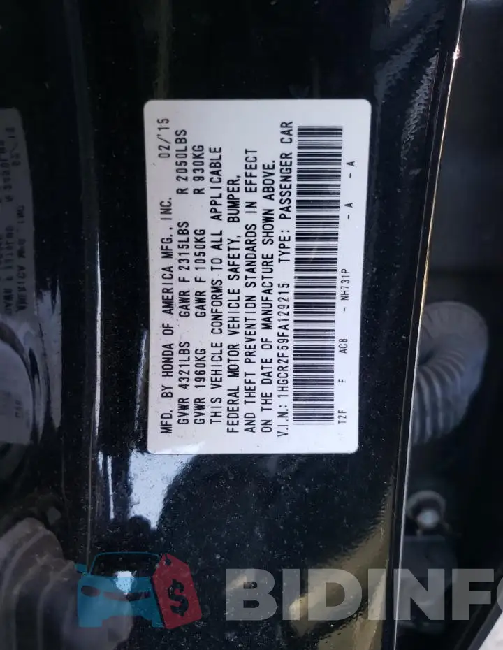 1HGCR2F59FA129215 Photo# 12