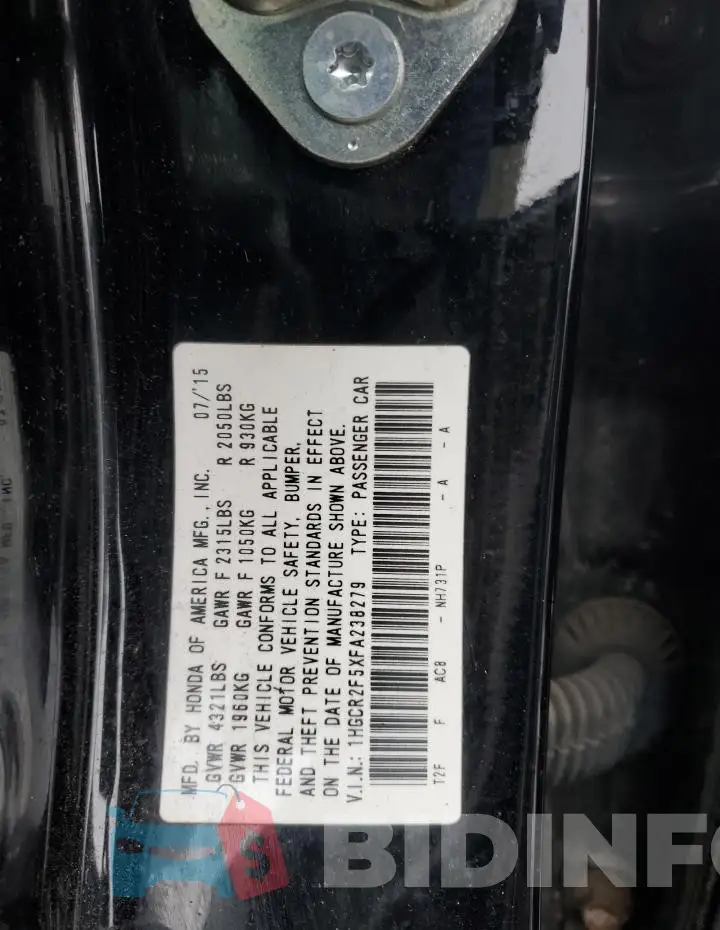 1HGCR2F5XFA238279 Photo# 13
