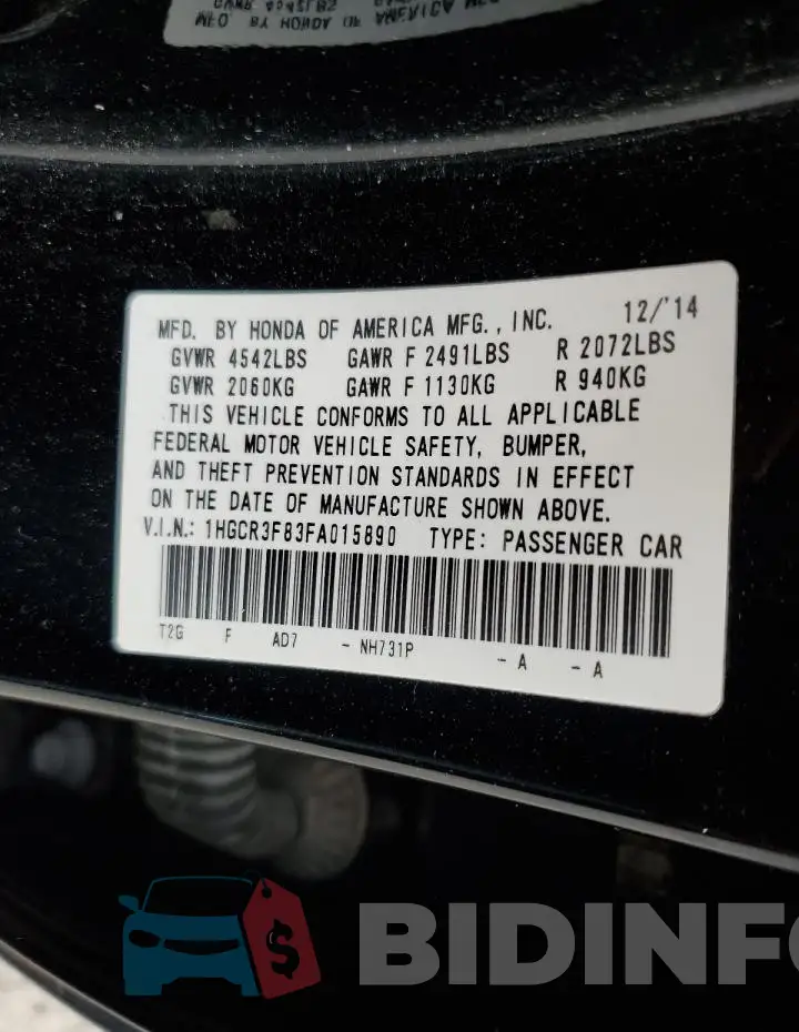 1HGCR3F83FA015890 Photo# 12