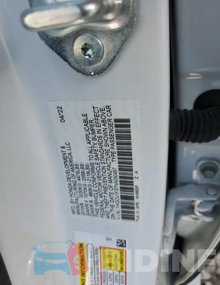 1HGCV1F37NA050497 Photo# 12