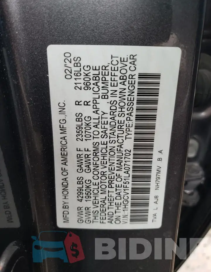 1HGCV1F51LA071702 Photo# 12