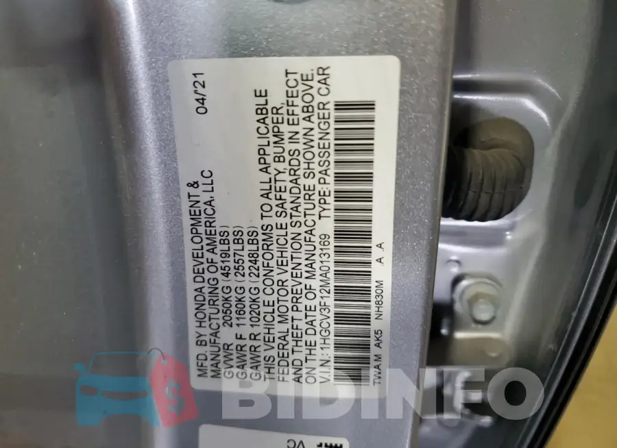 1HGCV3F12MA013169 Photo# 12