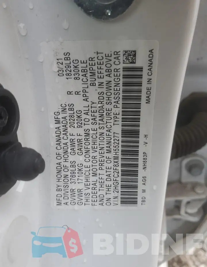 2HGFC2F8XMH552277 Photo# 13