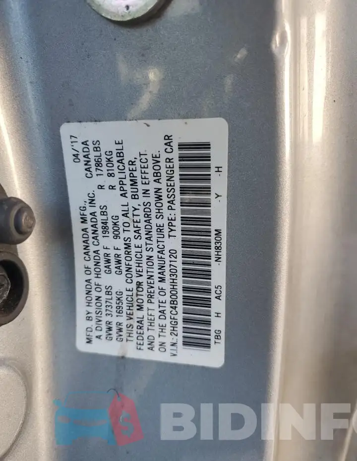 2HGFC4B00HH307120 Photo# 12