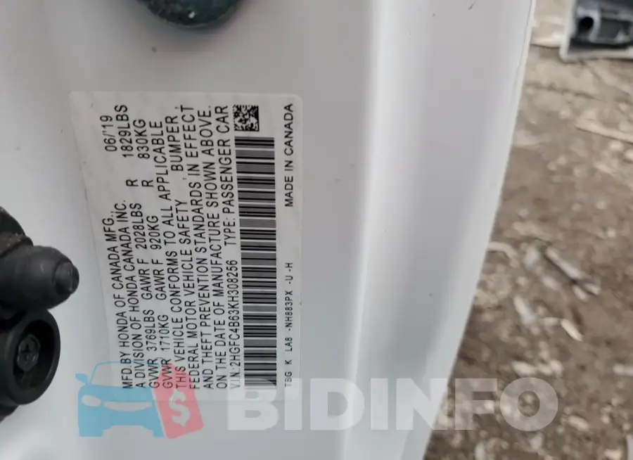 2HGFC4B63KH308256 Photo# 13